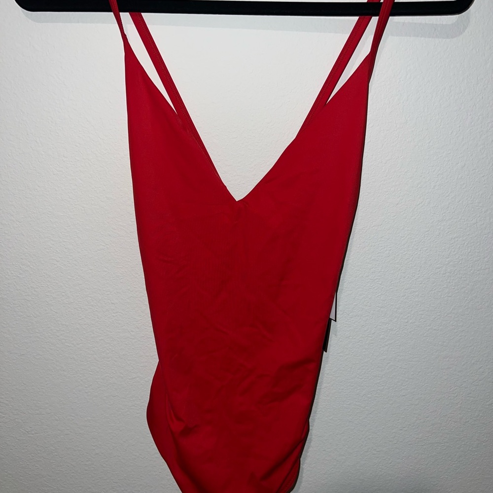 NWT Fabletics Bold Red V-Neck Swimsuit